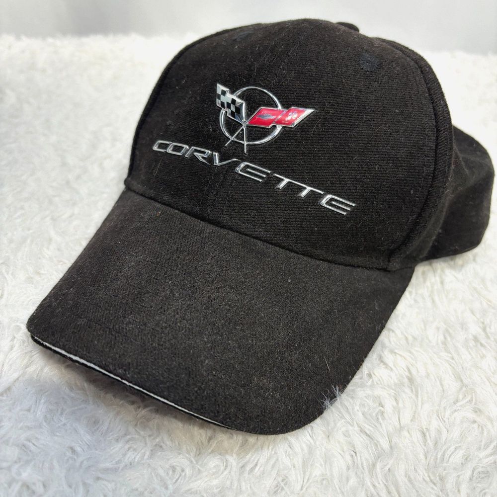 Corvette Johny Rockstar Black Adjustable Baseball Hat Cap w/ Chrome Brim